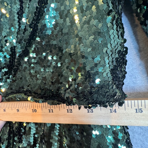 ASOS Dress Green Sequin Statement Retro Glam Asymmetrical Maxi NEW - Picture 12 of 13